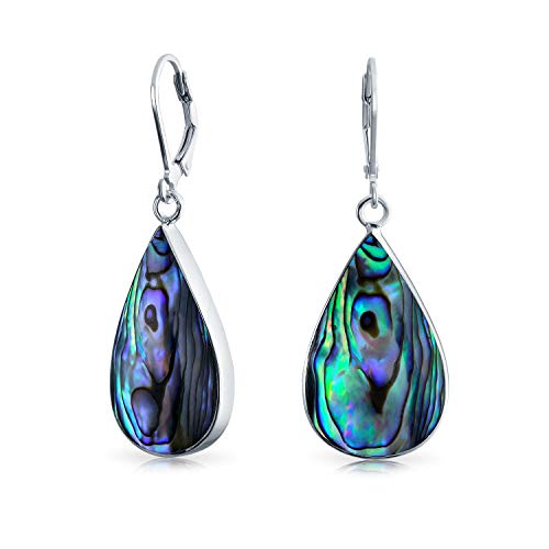 Große Schillernde Regenbogen Abalone Shell Natürliche Birne Geformt Träne Baumeln Hebel Zurück Ohrringe Für Frauen Teen .925 Sterling Silber von Bling Jewelry