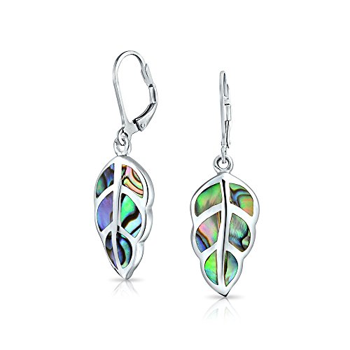 Regenbogenschale Natur Irisierende Blatt Tropfen Ohrhänger Abalone Ohrringe Western Schmuck Für Frauen Für Teenager .925 Sterlingsilber von Bling Jewelry