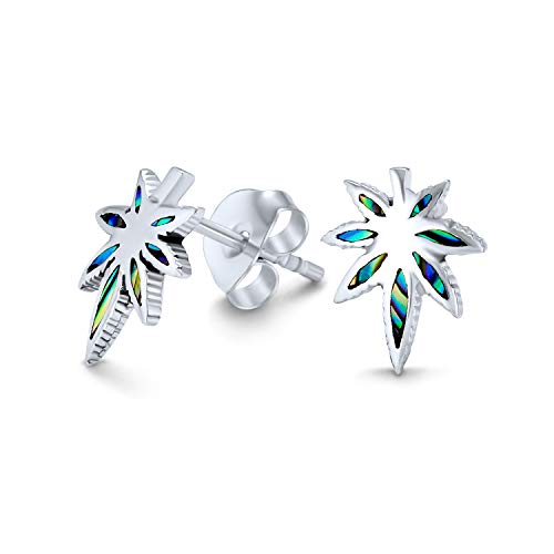 Regenbogen Schillernde Inlay Abalone Schale Unkraut Marihuana Blatt Ohrstecker Ohrringe Western Schmuck Für Frauen .925 Sterlingsilber Lever Back von Bling Jewelry