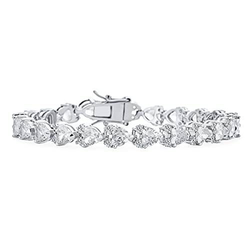 Bling Jewelry Romantisches klares 20 CT Zirkonia AAA CZ Tennisarmband Herzform für Frauen Freundin Rhodium Silber plattiert 7 Zoll Bling Jewelry Romantisches klares 20 CT Zirkonia AAA CZ Tennisarmband Herzform für Frauen Freundin Rhodium Silber plattiert 7 Zoll von Bling Jewelry