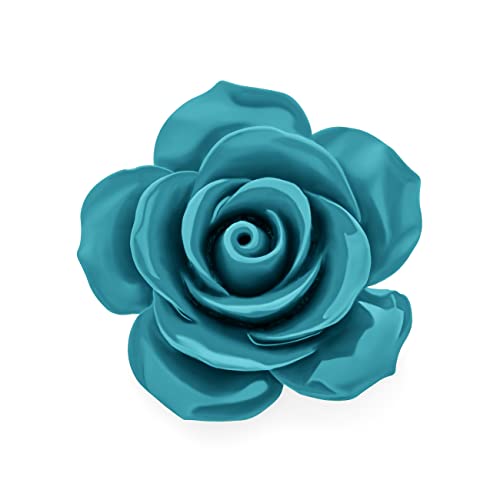 Romantische Modeaussage Blaue Blumige Blühende 3D Geschnitzte Große Rosenblume Brosche Anstecknadel Für Frauen Teenager von Bling Jewelry