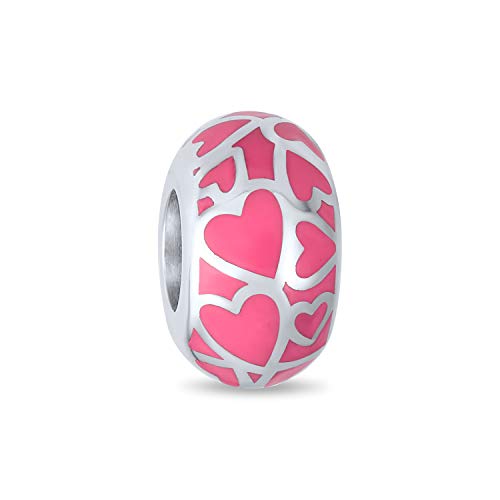 Rosa Silver Offen Heart Cutout Liebe Murano Glas Spacer Charme Bead Für Frauen Für Jugendliche .925 Sterling Silber Core Fits European Bracelet von Bling Jewelry