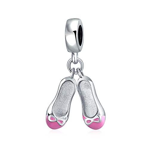 Rosa White Prima Ballerina Schuhe Ballett Slipper Dangling Bead Charme Für Frauen Teen .925 Sterling Silber Fits European Bracelet von Bling Jewelry