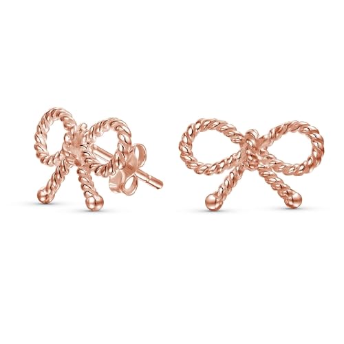 Einfache Zierliche Verdrehte Seil Kabel Band Geburtstags Geschenk Schleifen Ohrstecker Für Frauen Jugendliche Roségold Beschichtetes .925 Sterling Silber von Bling Jewelry