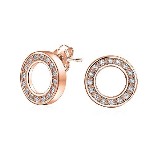 Roségold Plattierte CZ Kreis Ohrstecker Für Damen Klassisches Geometrisches Design .925 Sterlingsilber Für Damen Brautschmuck von Bling Jewelry