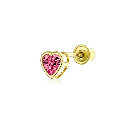 Rote Cubic Zirkonia Helix Knorpel Ohrläppchen Piercing Daith Cz Herz 1 Stück Ohrstecker Für Frauen Teenager Echt 14K Gold Schraube Zurück 4Mm von Bling Jewelry
