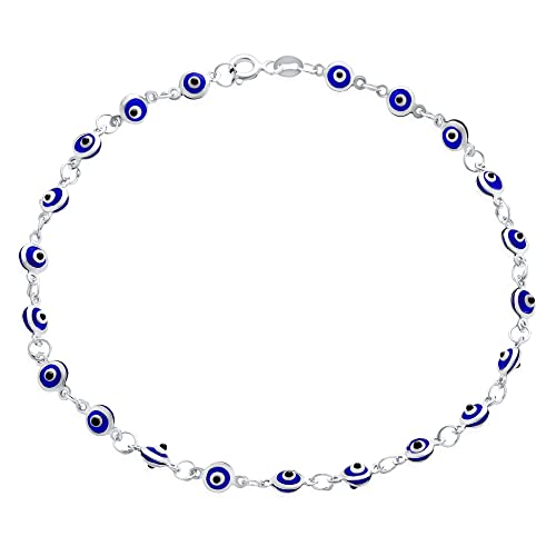 Bling Jewelry Schutz Amulett Türkisch Blau Charme Slender Böse Blicke Fußkettchen Fußkettchen Armband Für Frauen Teen .925 Sterlingsilber 10 Zoll von Bling Jewelry