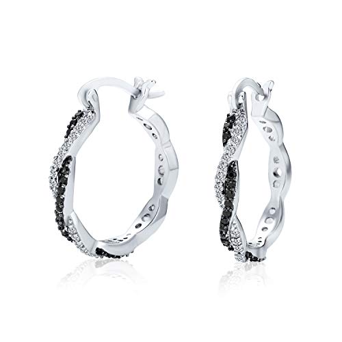 Schwarz Weiß Zirkonia Pave CZ Formale Mode Romantische Liebe Knoten Symbol Spiral Infinity Twist Große Creolen Für Frauen Versilbert Schwarz Weiß Zirkonia Pave CZ Formale Mode Romantische Liebe Knoten Symbol Spiral Infinity Twist Große Creolen Für Frauen Versilbert von Bling Jewelry