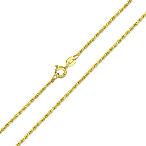 Bling Jewelry Seil Gliederkette 2 Mm 30 Gauge Für Frauen Halskette 14K Gold Plattiert .925 Sterling Silber Hergestellt In Italy 18 Inch von Bling Jewelry