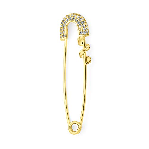 Sicherheit Pin Symbol Der Unterstützung Für Vertriebene Menschen Zirkonia Akzent 14K Gold Plattiert Sterling Silber Charmes Hinzufügen 1.2 Zoll von Bling Jewelry