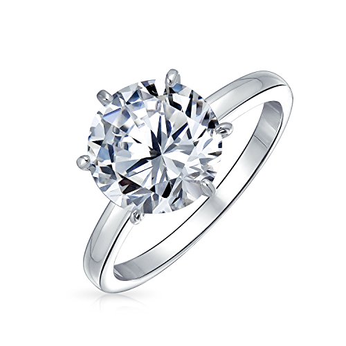Personalisieren Hochzeit Klassisch Zeitlos Zirkonia 3CT AAA CZ 6 Zacken Fassung Rund Brillantschliff Solitär Verlobungsring Für Frauen Dünnes 2MM Band .925 Sterling Silber Anpassbar von Bling Jewelry