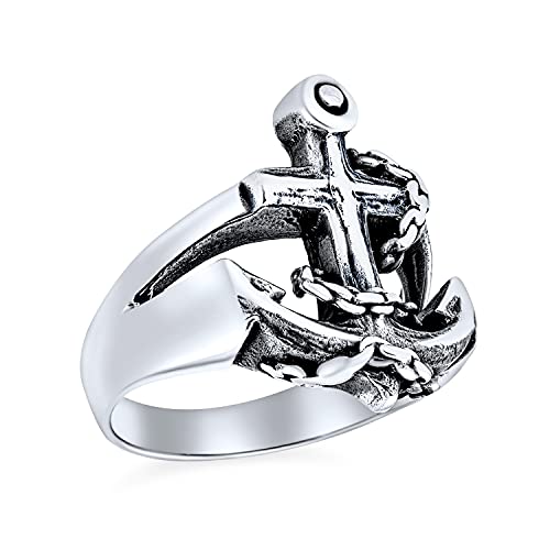 Sie Unisex Tropischen Strand Urlaub Seemann Boot Nautischen Meer Liebhaber Ocean Seil Offen Mariners Anker Band Ring Für Männer Oxidiert 925 Sterling Silber Gestaltbar Hergestellt In Turkey von Bling Jewelry