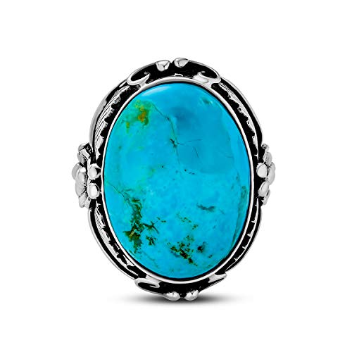 Süden Western Native American Stil Leaf Großer Ovaler Edelstein Boho Türkis Statement Ring Western Schmuck Für Frauen .925 Sterling Silber von Bling Jewelry