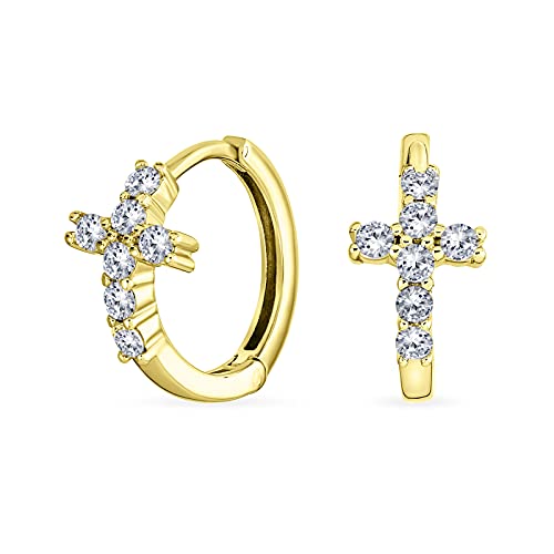 Spirituell Klein Religiös Kpop Cz Cross Huggie Klein Hoop Earrings For Freundin For Men Pave Cubic Zirconia Yellow 14K Gold .925 Sterling Silver Spirituell Klein Religiös Kpop Cz Cross Huggie Klein Hoop Earrings For Freundin For Men Pave Cubic Zirconia Yellow 14K Gold .925 Sterling Silver von Bling Jewelry