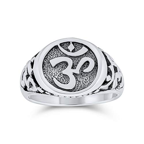 Spirituelle Religiöse Yogi Symbol Sanskrit Aum Ohm Om Siegelring Für Frauen Für Männer Oxidiert .925 Sterling Silber von Bling Jewelry