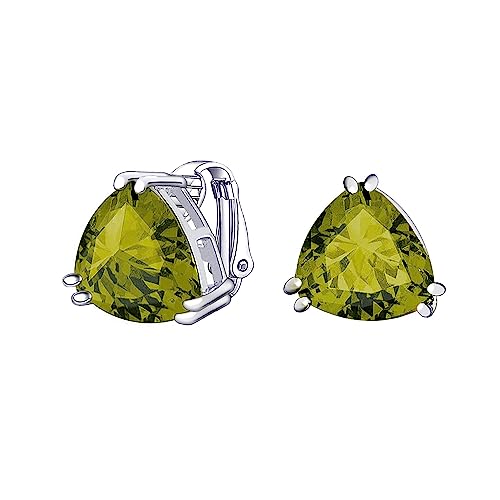 Traditionelle Klassische Große Statement Dreieck Trillion Schliff Simulierte Olivgrüne Peridot AAA CZ Solitär Clip On Ohrstecker Für Frauen Versilbert Nicht Durchstochen 12MM von Bling Jewelry