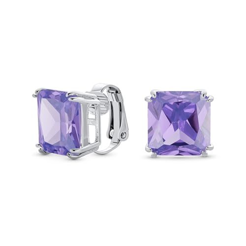 Traditionelle Klassische Große Statement Quadrat Prinzessschliff Simulierte Lavendel Amethyst AAA CZ Solitär Clip On Ohrstecker Für Frauen Versilbert Nicht Durchstochen 12MM Traditionelle Klassische Große Statement Quadrat Prinzessschliff Simulierte Lavendel Amethyst AAA CZ Solitär Clip On Ohrstecker Für Frauen Versilbert Nicht Durchstochen 12MM von Bling Jewelry