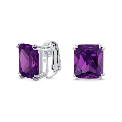Traditionelle Klassische Große Statement Ohrringe Mit Smaragdschliff Simuliertem Lila Amethyst AAA CZ Clip On Stecker Für Frauen Versilbert Nicht Durchstochen 14MM Traditionelle Klassische Große Statement Ohrringe Mit Smaragdschliff Simuliertem Lila Amethyst AAA CZ Clip On Stecker Für Frauen Versilbert Nicht Durchstochen 14MM von Bling Jewelry