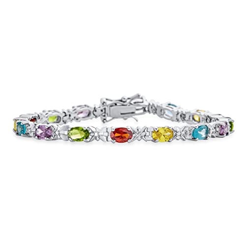 Bling Jewelry Traditioneller Vintage-Stil Schmuck Alternierend Zirkonia 6x4MM Ovale Form AAA CZ 12 CT Simulierter Edelstein Mehrfarbiges Tennisarmband Teardrop Für Frauen Hochzeit Versilbert 7 Zoll Bling Jewelry Traditioneller Vintage-Stil Schmuck Alternierend Zirkonia 6x4MM Ovale Form AAA CZ 12 CT Simulierter Edelstein Mehrfarbiges Tennisarmband Teardrop Für Frauen Hochzeit Versilbert 7 Zoll von Bling Jewelry