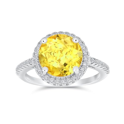 Traditioneller Klassischer 3Ct Aaa Cz Runder Brillant Solitär Halo Verlobungsring Für Frauen .925 Sterling Silber 14K Gold Plattiert Cubic Zirconia Pave Seite Stein Dünnes Band von Bling Jewelry