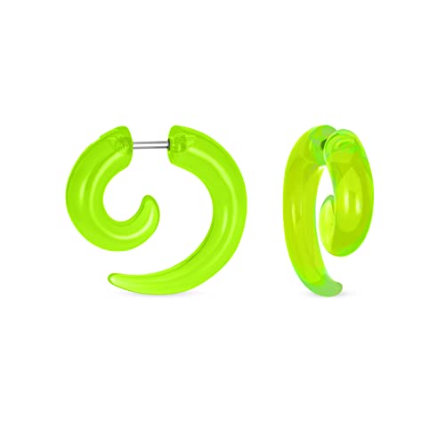 Unisex Durchsichtige Neon Grüne Große Runde Wirbel Spiral Tribal Fake Faux Ohrstecker Taper Ohrringe Aus Acrylharz Und Chirurgischem Stahl Für Frauen Männer Teenager Unisex Durchsichtige Neon Grüne Große Runde Wirbel Spiral Tribal Fake Faux Ohrstecker Taper Ohrringe Aus Acrylharz Und Chirurgischem Stahl Für Frauen Männer Teenager von Bling Jewelry