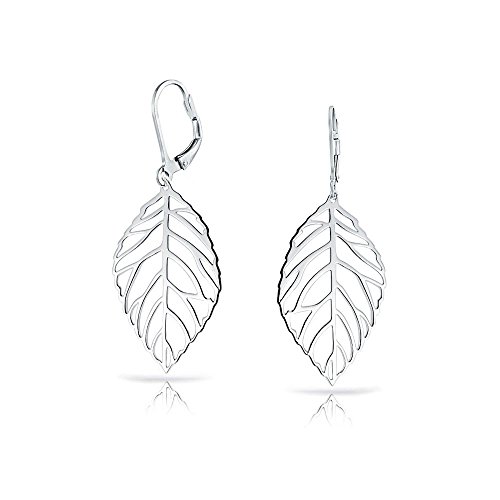 Leichte Tribal Boho Naturstil offene Blattfeder Tropfen Dangle Klappcreolen Ohrringe Western Schmuck für Frauen .925 Sterlingsilber von Bling Jewelry