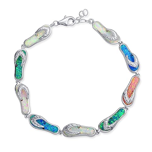 Bling Jewelry Tropical Vacation Strand Multi Color Flip Flop Sandal Created Opal Armband Für Frauen .925 Sterling Silber Bling Jewelry Tropical Vacation Strand Multi Color Flip Flop Sandal Created Opal Armband Für Frauen .925 Sterling Silber von Bling Jewelry