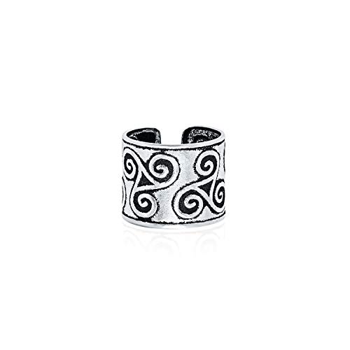 Unisex Boho Keltischer Triskele Stammesstil Wirbel Breiter Ohrmanschetten Ohrring Helix 1 Stück Nicht Durchbohrter Knorpel Schwarz Oxidiertes .925 Sterlingsilber von Bling Jewelry