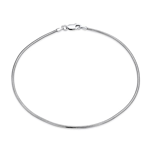 Bling Jewelry Unisex Einfache Einfache Schlange Kette Fußkettchen Starke Knöchel Armband Für Frauen Teen .925 Sterling Silber Hergestellt In Italy 9 Oder 10 Zoll 1.5Mm Plus Größe Armbänder Für Männer von Bling Jewelry