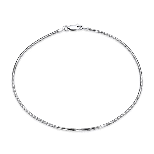 Bling Jewelry Unisex Einfache Einfache Schlange Kette Fußkettchen Starke Knöchel Armband Für Frauen Teen .925 Sterling Silber Hergestellt In Italy 9 Oder 10 Zoll 1.5Mm Plus Size Armbänder Für Männer von Bling Jewelry