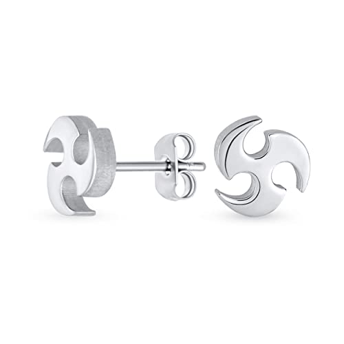 Unisex Kleine Tribal Ninja Stern Wirbel Ohrstecker Piercing Tragus Helix Ohrläppchen Knorpel Für Männer Teenager Frauen Silberton Edelstahl von Bling Jewelry