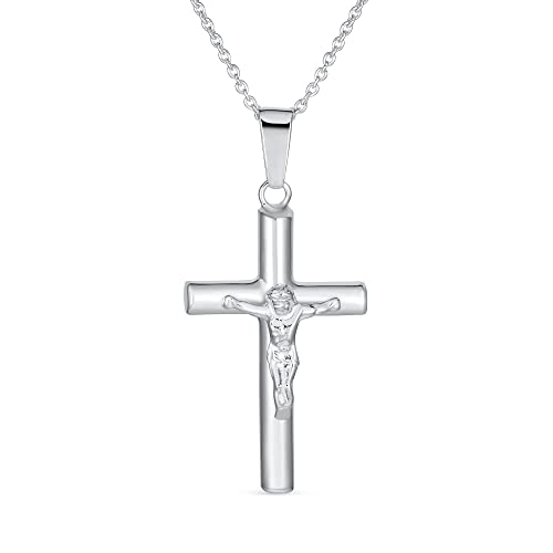 Unisex Schmuck Mit Großem Traditionellem Jesus Kruzifix Kreuzanhänger Für Frauen Männer Und Jugendliche.925 Sterling Silber 2 Zoll von Bling Jewelry