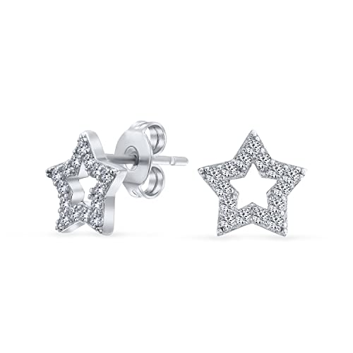 Unisex USA American Patriotic Rock Stars Funkelnde CZ Pave Himmlische Stern Ohrstecker Für Frauen Teenager .925 Sterling Silber von Bling Jewelry