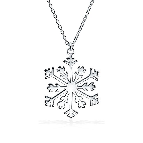 Klassische Weihnachtsfeier Schneeflocken-Anhänger Halskette Für Frauen Teenager Poliertes .925 Sterling Silber Leverback von Bling Jewelry