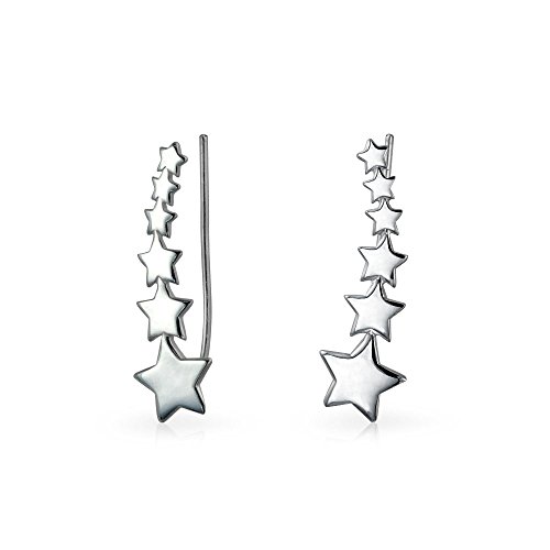 USA Patriotische Himmlische Sternschnuppen Ohrstecker Kletterer Ohrringe für Teenager Frauen Wrap Crawlers .925 Sterlingsilber von Bling Jewelry