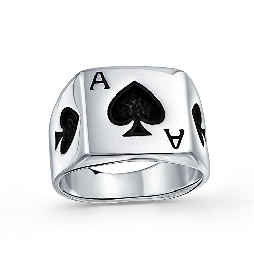 Personalisieren Viel Glück Gambler Las Vegas Lucky Casino Playing Card Black Ace Of Spade Ring Für Männer Pokerspieler Zwei Ton Oxidiert .925 Sterling Silber Anpassbar von Bling Jewelry