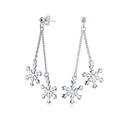 Weihnachtsfeiertagsparty Schneeflocken-Tropfenquastenohrringe Für Frauen Teenager Poliertes .925 Sterling Silber von Bling Jewelry