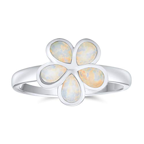 Weiß Erstellt Opal Hawaiian Plumeria Blume Ring Für Frauen Für Jugendliche .925 Sterling Silber Oktober Birthstone von Bling Jewelry