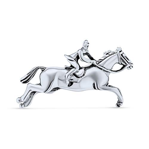Western Cowgirl Pferdesport Reiten Springen Vollblutpferde Brosche Pin Für Frauen Oxidiert .925 Sterlingsilber von Bling Jewelry