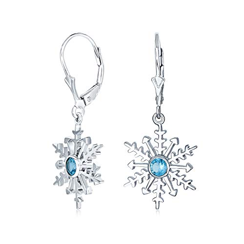 Festliche Winterurlaubsparty Weihnachten Tropfen Dangle Eisblaue Stern Schneeflocken Ohrringe Für Frauen Teenager .925 Sterling Silber Leverback von Bling Jewelry