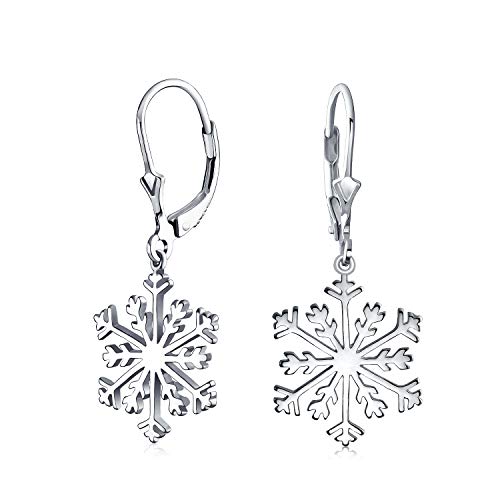 Klassische Weihnachtsfeier Schneeflocken-Hängeohrringe Anhänger Für Frauen Teenager Poliertes .925 Sterling Silber Klappbrisur von Bling Jewelry