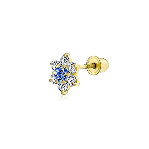 Winzige Blaue Kubische Zirkoniumdioxid Blume Helix Knorpel Ohrläppchen Piercing Daith Cz 1 Stück Ohrstecker Für Frauen Teenager Echte 14K Gold Schraube Zurück 4Mm von Bling Jewelry