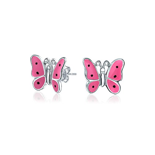 Winzige Dainty Rosa Emaille Garten Schmetterling Geformt Ohrstecker Für Frauen Für Teenager .925 Sterling Silber von Bling Jewelry