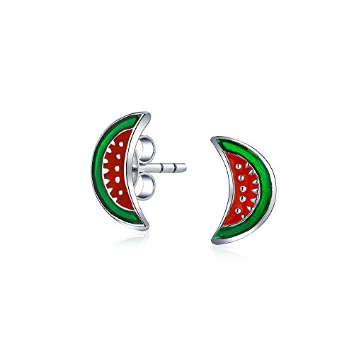 Winzige Kleine Sommerfrucht Emaille Rote Grüne Wassermelonen Ohrstecker Für Frauen Teenager .925 Sterlingsilber von Bling Jewelry