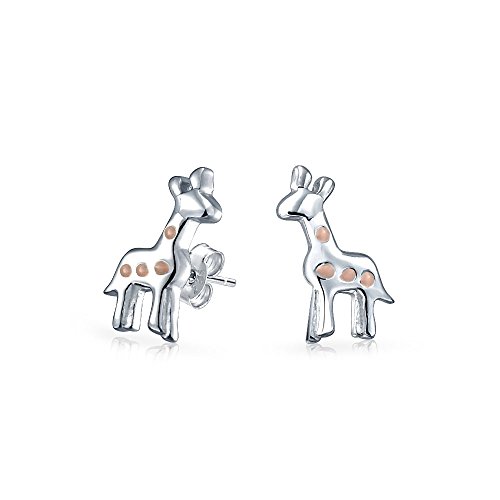 Winzige Zarte Rosa Emaille Zoo Tier Giraffe Ohrstecker Für Teenager Für Frauen .925 Sterling Silber von Bling Jewelry