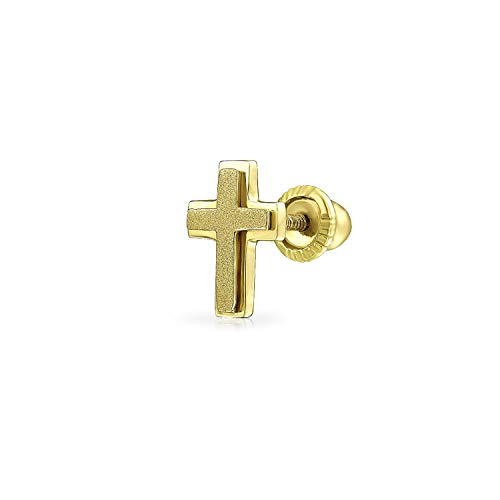 Winzige Minimalistische Religiöse Christliche Echt 14K Gold Kreuz Helix Knorpel Ohrläppchen Piercing Daith 1 Stück Ohrstecker Für Frauen Teen Schraube Zurück von Bling Jewelry