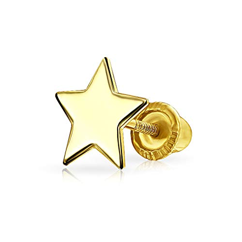 Bling Jewelry Minimalistischer Echter Gelber 14K Gold Usa Patriotic Rock Star Celestial Helix Cartilage Ear Lobe Piercing Daith Solid Tiny Star Stud Ohrring Für Frauen Teenager von Bling Jewelry