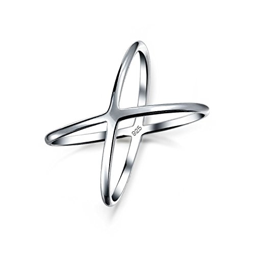 Zarter, Dünner, Offener, Moderner, Einfacher, Geometrischer Atomic X Criss Cross Ring Für Teenager Für Frauen .925 Sterling Silber von Bling Jewelry