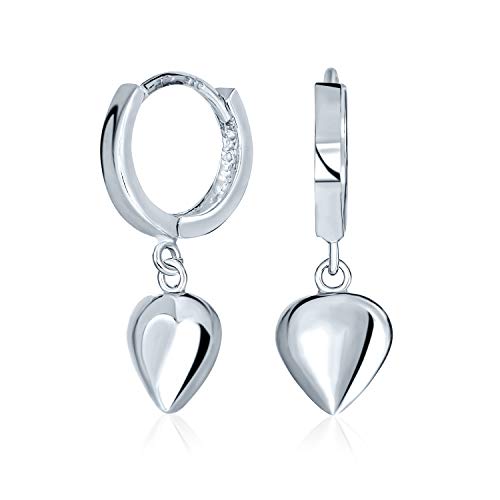 Romantische Liebesanhänger Puff Herzförmige Huggie Mini Creolen Ohrringe Für Frauen Jugendliche .925 Sterling Silber von Bling Jewelry