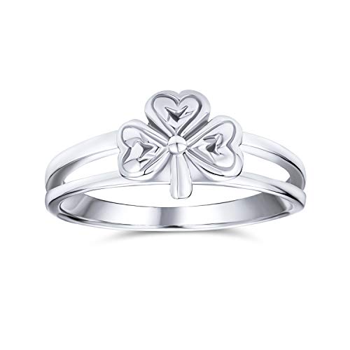 Bling Jewelry Zarter Saint Patrick'S Good Luck Celtic Irish Trinity Shamrock Clover Ring Split Band Für Frauen Teenager Antik Oxidiertes .925 Sterlingsilber von Bling Jewelry